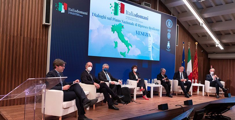 The Procuratie Vecchie building hosts “Italia Domani - Dialoghi sul Piano nazionale di Ripresa e Resilienza”, the initiative promoted by the Presidency of the Council of Ministers