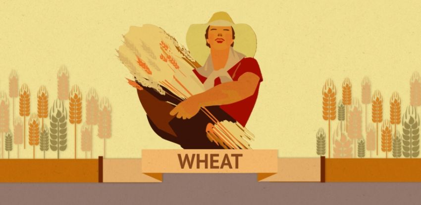 Female Farmer with wheat bundle, Marcello Dudovich, 1938 - La contadina con il fascio di grano, Marcello Dudovich, 1938
