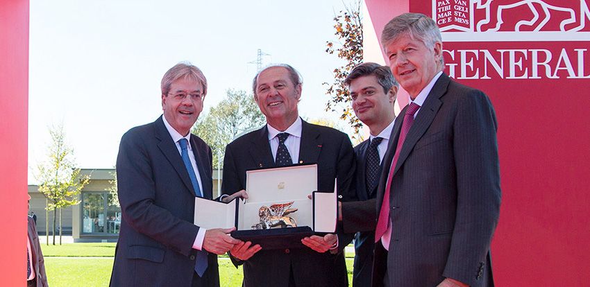 Italian Prime Minister Gentiloni visits Generali offices in Mogliano Veneto