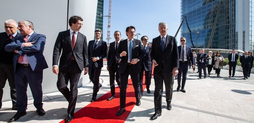 The Italian Prime Minister at the Generali Tower inauguration in CityLife