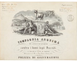 HISTORICAL ARCHIVE, PICTURE GALLERY AND ICONOLOGY OF TORO ASSICURAZIONI – TURIN - Fire insurance policy (1847)