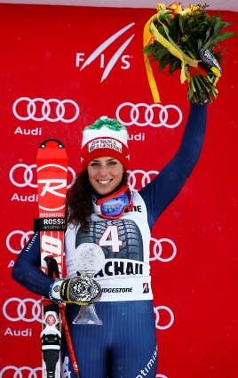 Federica Brignone celebrates on podium in Flachau and dreaming of Cortina - © Pentaphoto