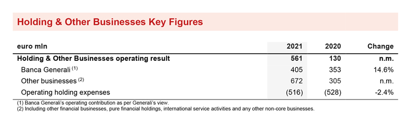 HOLDING AND OTHER BUSINESSES SEGMENT