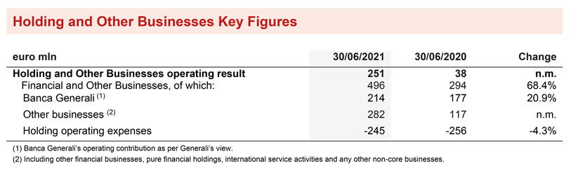 HOLDING AND OTHER BUSINESSES SEGMENT 