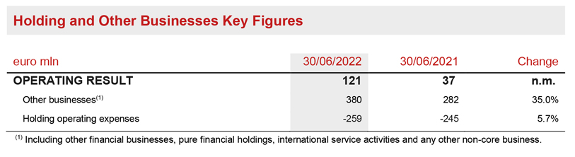HOLDING AND OTHER BUSINESSES SEGMENT